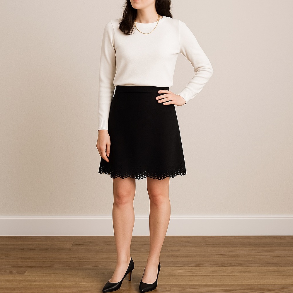 LOFT Skirt | Sueded Finish| Laser Cut‎ Hem